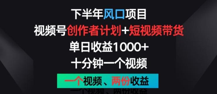 下半年风口项目，视频号创作者计划+视频带货，一个视频两份收益，十分钟一个视频【揭秘】-云创网
