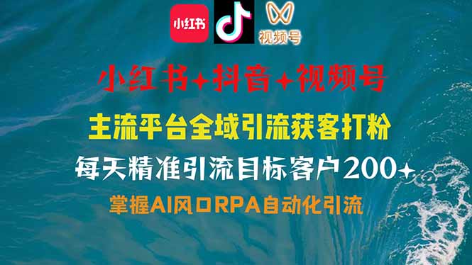 小红书、抖音、视频号全域多平台引流获客，日引目标客户200+，RPA自动…-云创网
