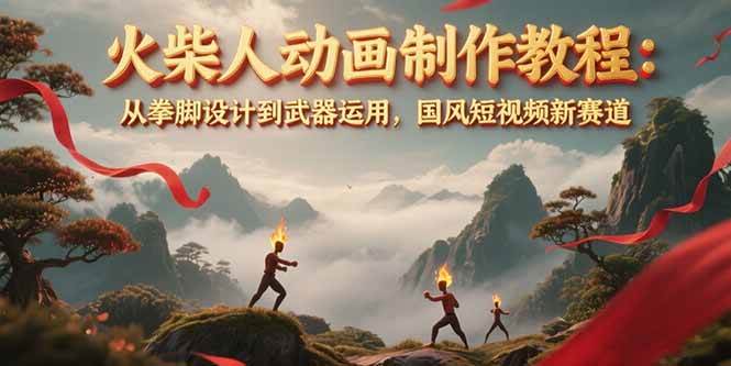 火柴人动画制作教程：从拳脚设计到武器运用，国风短视频新赛道-云创网