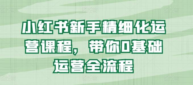 小红书新手精细化运营课程，带你0基础运营全流程-云创网