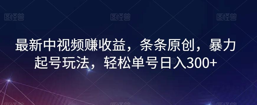 最新中视频赚收益，条条原创，暴力起号玩法，轻松单号日入300+【揭秘】-云创网