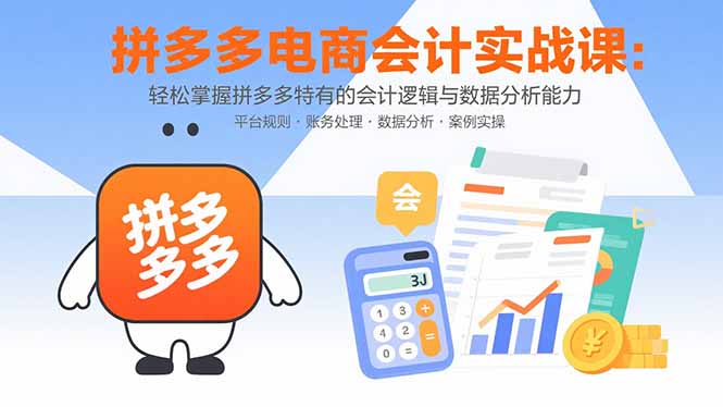 拼多多电商会计实战课：轻松掌握拼多多特有的会计逻辑与数据分析能力-云创网