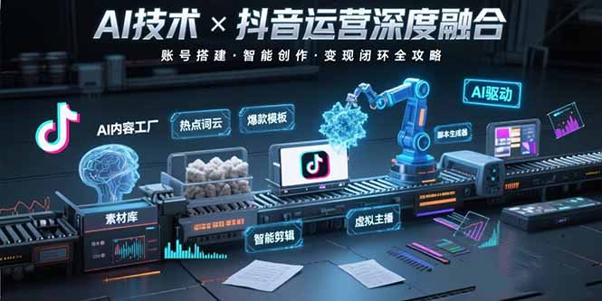 AI技术与抖音运营的深度融合应用：涵盖账号搭建、内容创作、收益变现等-云创网