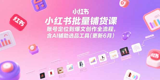 小红书批量铺货课，账号定位到爆文创作全流程，含AI辅助选品工具(更新6月-云创网