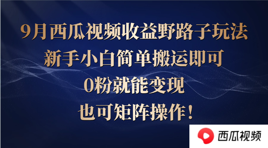 西瓜视频收益野路子玩法，新手小白简单搬运即可，0粉就能变现，也可矩…-云创网