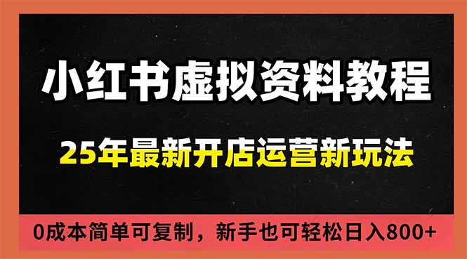 小红书虚拟资料项目：最新搜索流变现玩法，0成本简单可复制，一人多店打法，新手日入800+-云创网