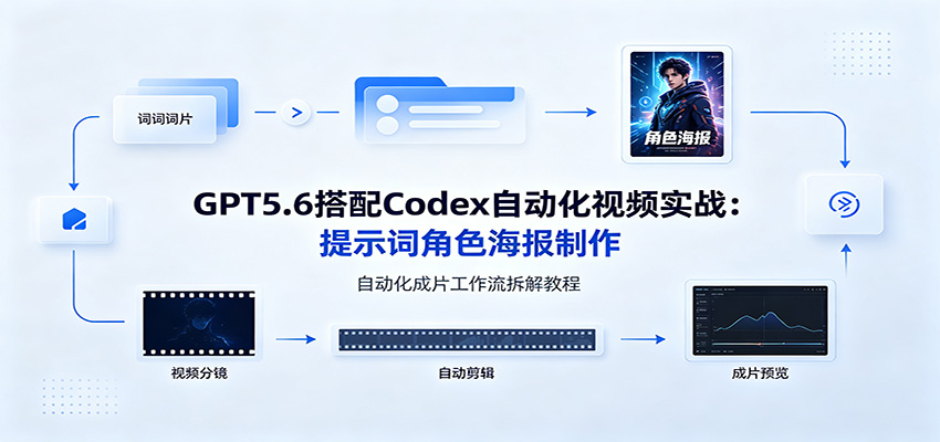 GPT5.6搭配Codex自动化视频实战：提示词角色海报制作，自动化成片工作流拆解教程-云创网