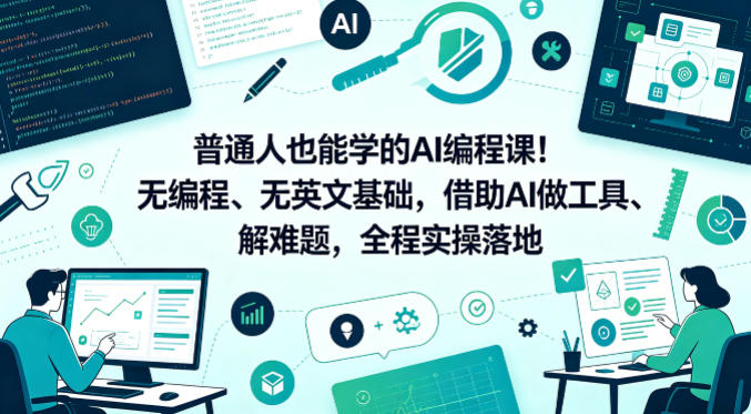 普通人也能学的AI编程课！无编程、无英文基础，借助AI做工具、解难题，全程实操落地（更新6月）-云创网