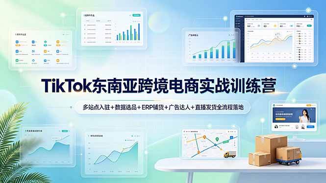（19155期）TikTok东南亚跨境电商实战训练营：多站点入驻+数据选品+ERP铺货+广告达人+直播发货全流程落地-云创网