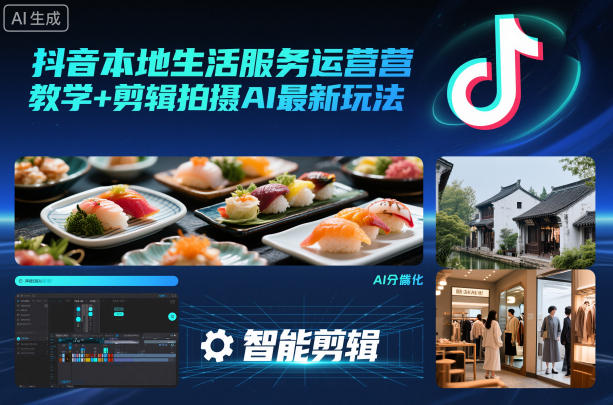 抖音本地生活服务运营教学+剪辑拍摄AI最新玩法-云创网