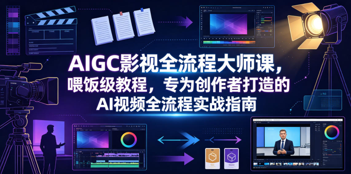 AIGC影视全流程大师课，喂饭级教程，专为创作者打造的AI视频全流程实战指南-云创网