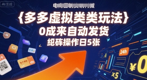 多多虚拟类目玩法，0成本全自动发货，矩阵操作日5张-云创网