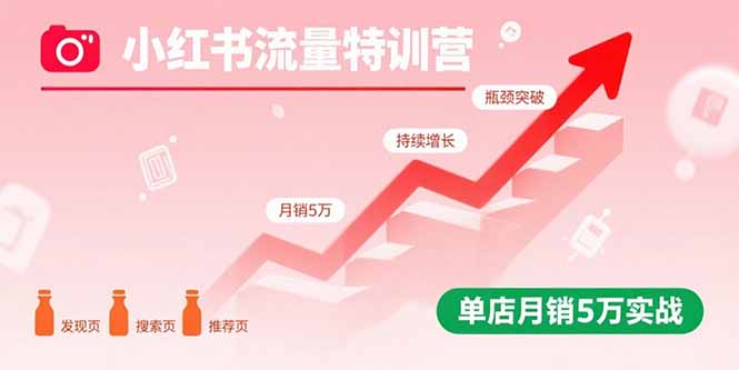 小红书流量特训营：突破流量瓶颈，实现店铺持续增长，单店月销5万实战-云创网
