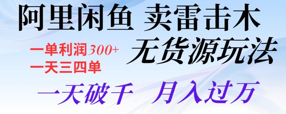 阿里闲鱼卖雷击木无货源玩法，一单利润300+，一天三四单，一天破千，月入过万-云创网