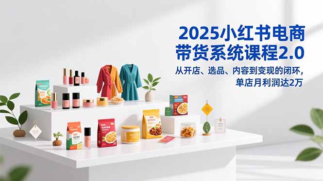 2025小红书电商带货系统课程2.0，从开店、选品、内容到变现的闭环，单店月利润达2万-云创网
