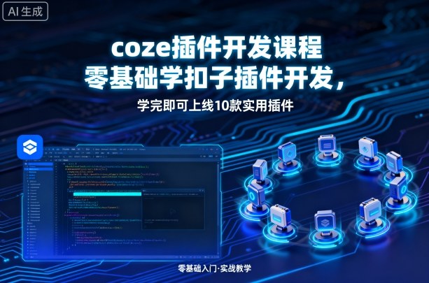 coze插件开发课程，零基础学扣子插件开发，学完即可上线10款实用插件-云创网