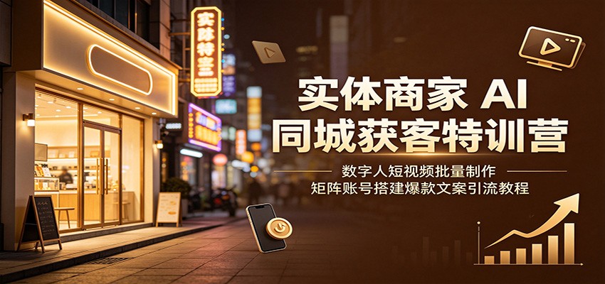 实体商家AI同城获客特训营：数字人短视频批量制作，矩阵账号搭建爆款文案引流教程-云创网