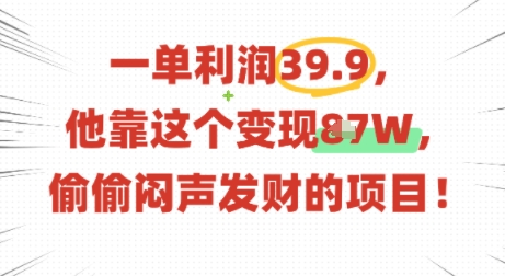 一单利润39.9，有人靠这个变现几十个，偷偷闷声发财的项目-云创网