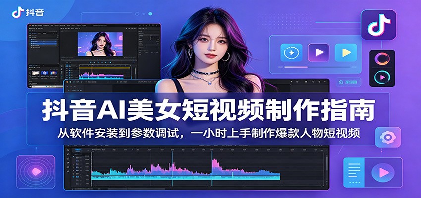 抖音AI美女短视频制作指南：从软件安装到参数调试，一小时上手制作爆款人物短视频-云创网