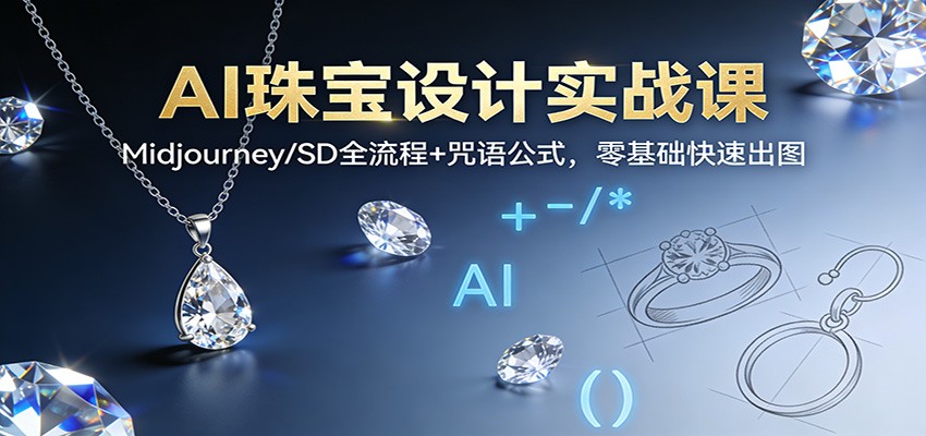 AI珠宝设计实战课：Midjourney/SD全流程+咒语公式，零基础快速出图-云创网