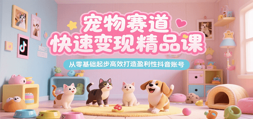 宠物赛道快速变现精品课，从零基础起步高效打造盈利性抖音账号-云创网