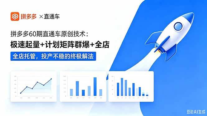 （18921期）拼多多60期直通车原创技术：极速起量+计划矩阵群爆+全店托管，投产不稳的终极解法-云创网