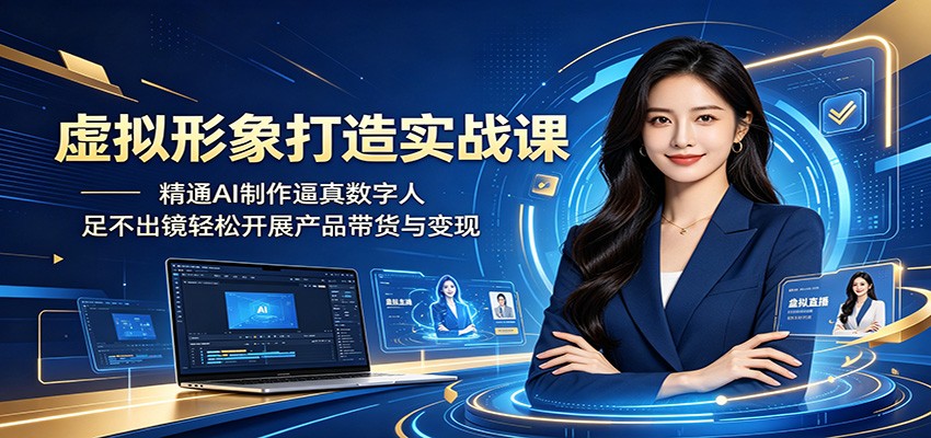 虚拟形象打造实战课：精通AI制作逼真数字人，足不出镜轻松开展产品带货与变现-云创网