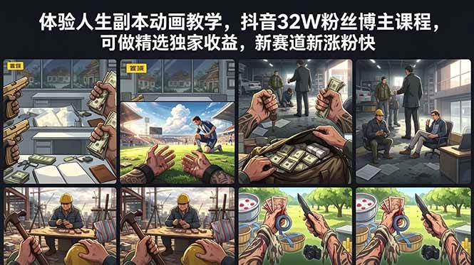 （18826期）体验人生副本动画教学， 抖音32W粉丝博主课程，可做精选独家收益，新赛道新涨粉快-云创网