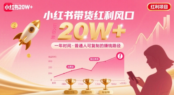 一年时间靠小红书带货项目年入20w+，最不能错的大红利项目-云创网