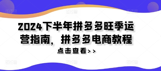 2024下半年拼多多旺季运营指南，拼多多电商教程-云创网
