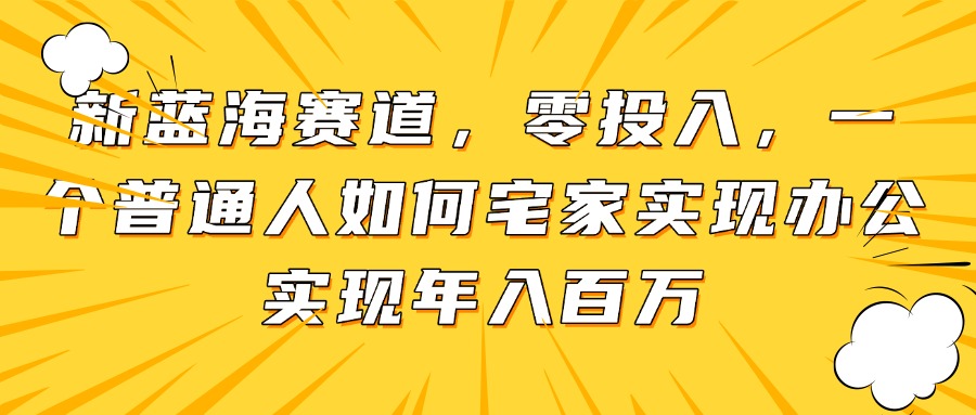 新蓝海赛道，零投入，一个普通人如何宅家办公实现年入百万-云创网