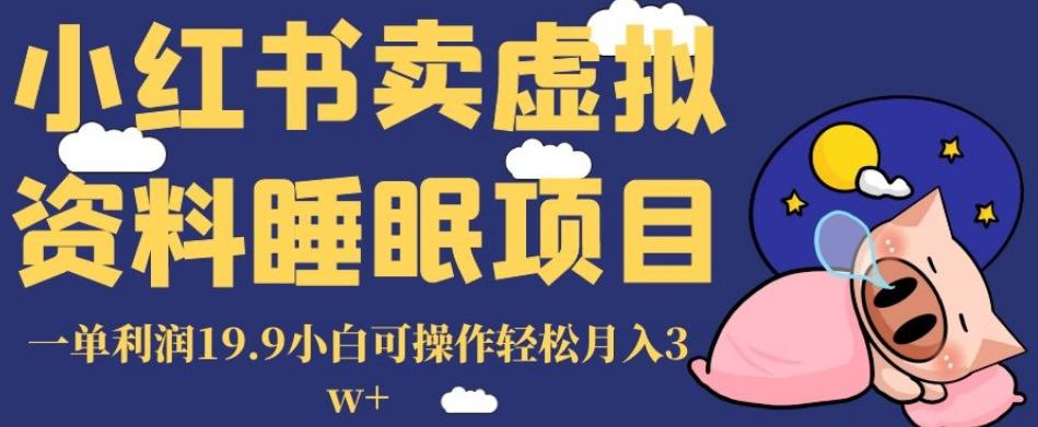 小红书卖虚拟资料睡眠项目，一单利润19.9小白可操作轻松月入3w+【揭秘】-云创网