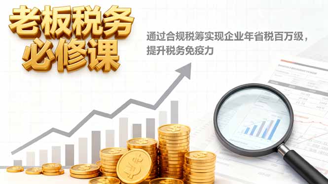老板税务必修课，通过合规税筹实现企业年省税百万级，提升税务免疫力-云创网