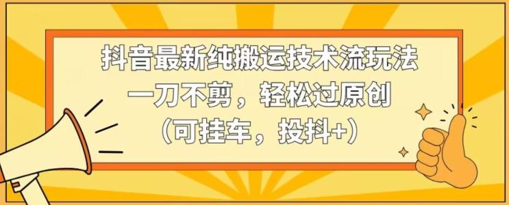 抖音最新纯搬运技术流玩法，一刀不剪，轻松过原创(可挂车，投抖+)【揭秘】-云创网