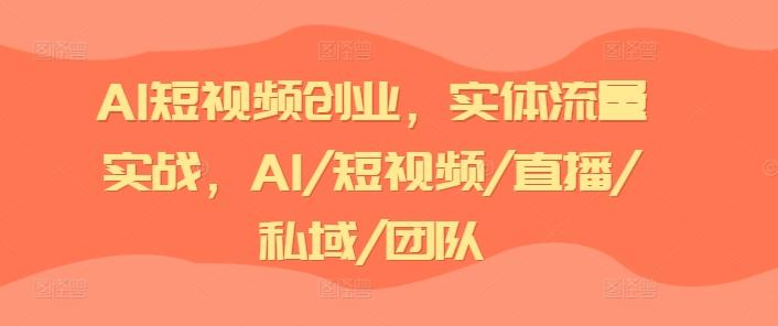AI短视频创业，实体流量实战，AI/短视频/直播/私域/团队-云创网