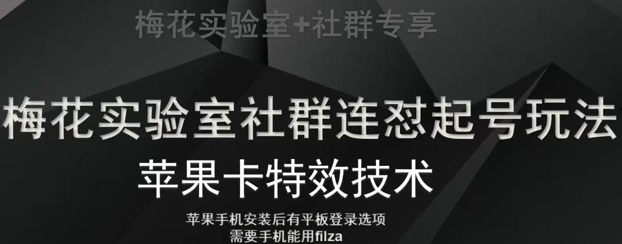 梅花实验室社群视频号连怼起号玩法，最新苹果卡特效技术-云创网