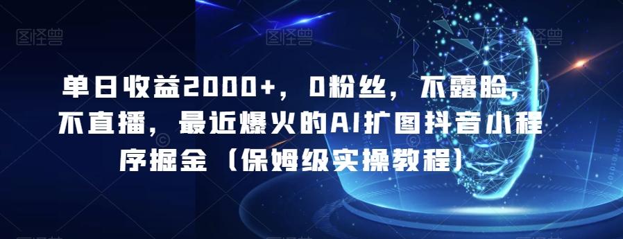 单日收益2000+，0粉丝，不露脸，不直播，最近爆火的AI扩图抖音小程序掘金（保姆级实操教程）-云创网