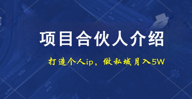 项目合伙人项目，打造个人IP，做私域月入5W，小白勿扰-云创网