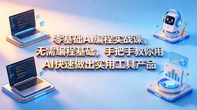 （18785期）零基础AI编程实战课-更新，无需编程基础，手把手教你用AI快速做出实用工具产品-云创网