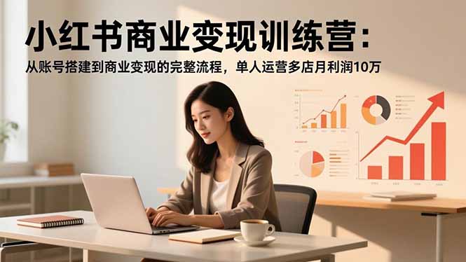 小红书商业变现训练营：从账号搭建到商业变现的完整流程，单人运营多店月利润10万-云创网