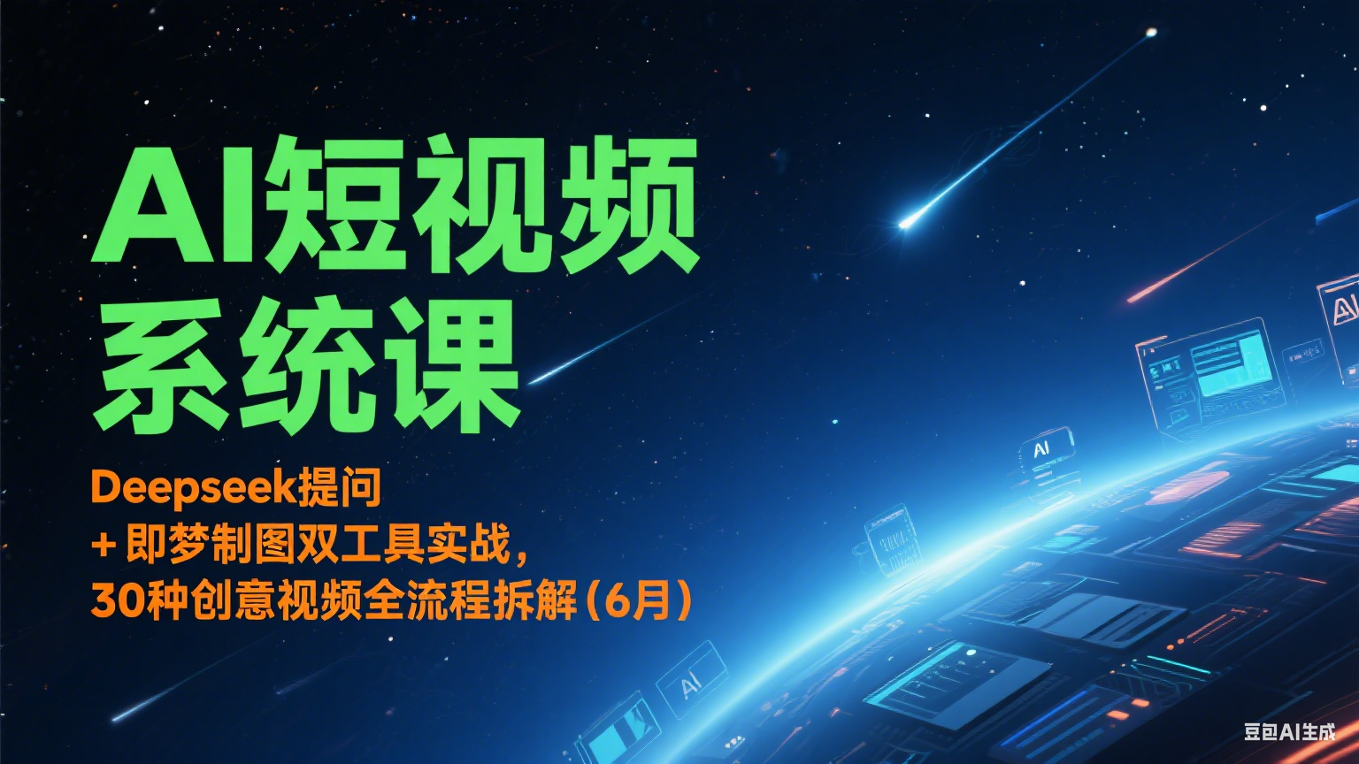 AI短视频系统课：Deepseek提问 + 即梦制图双工具实战，30种创意视频全流程拆解(6月)-云创网