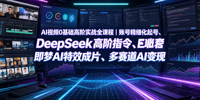 AI视频0基础高阶实战全课程｜账号精细化起号、DeepSeek高阶指令、即梦AI特效成片、多赛道AI短视频量产变现-云创网