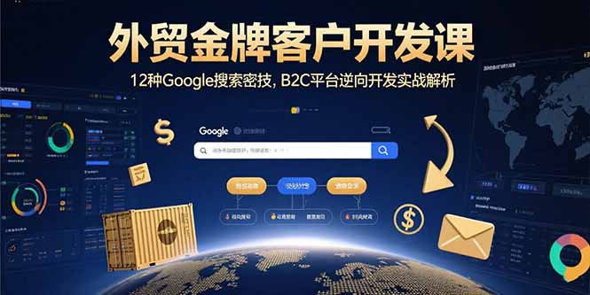 外贸金牌客户开发课，12种Google搜索密技，B2C平台逆向开发实战解析-云创网