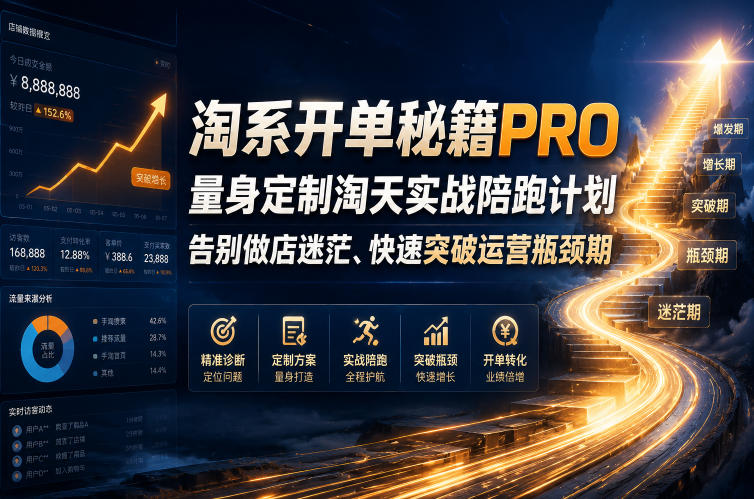 淘系开单秘籍PRO，量身定制淘天实战陪跑计划，告别做店迷茫、快速突破运营瓶颈期（2026年6月11）-云创网