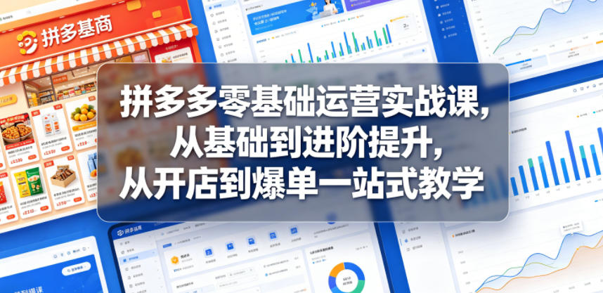 拼多多零基础运营实战课，从基础到进阶提升，从开店到爆单一站式教学-云创网