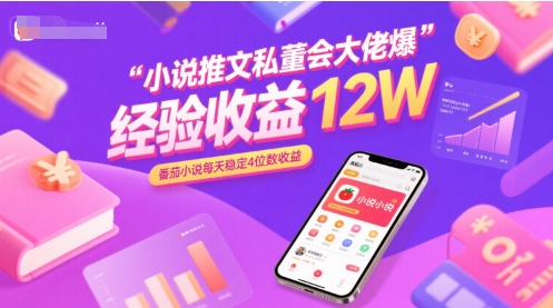 小说推文私董会大佬爆单经验分享收益12W，番茄小说每天稳定4位数收益-云创网
