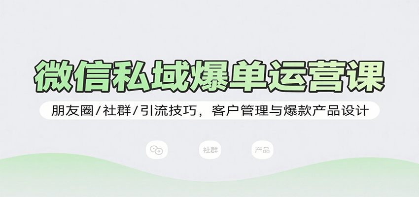 微信私域爆单运营课：朋友圈/社群/引流技巧，客户管理与爆款产品设计-云创网
