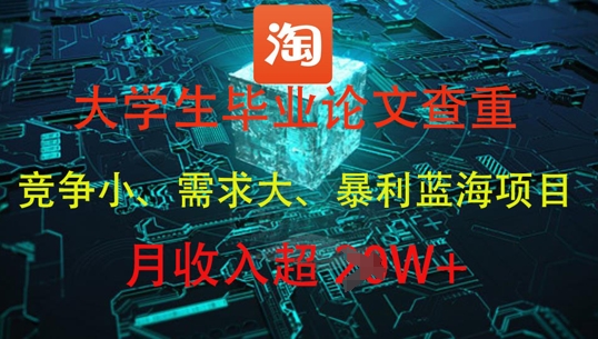 大学生毕业论文查重，暴利蓝海项目，月收入过1W+-云创网