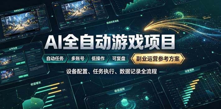 AI全自动游戏躺賺副业：日入几百，稳定运行三年的项目！【揭秘】-云创网