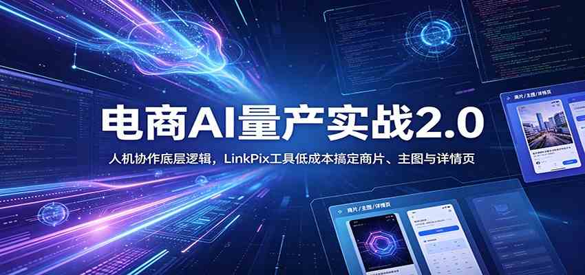 电商人AI量产实战2.0：人机协作底层逻辑，LinkPix工具低成本搞定商片、主图与详情页-云创网